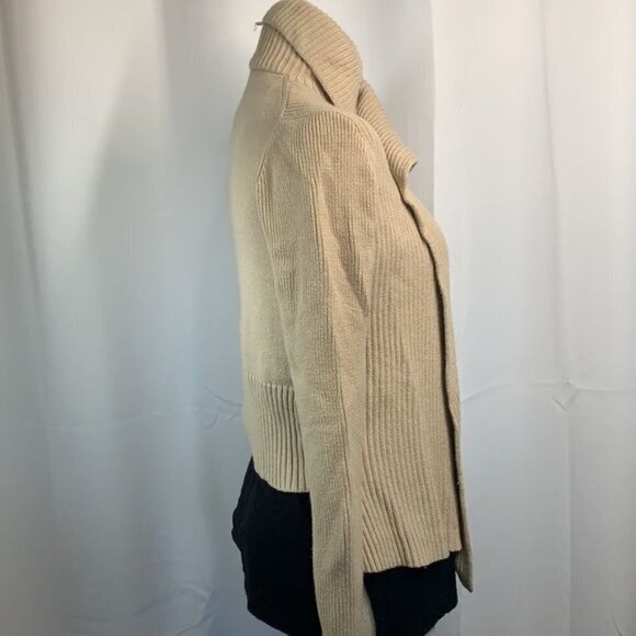 Banana Republic Step Hem Open Front Knit Cardigan-Almond, Sz Small, Wool Blend - Picture 5 of 10